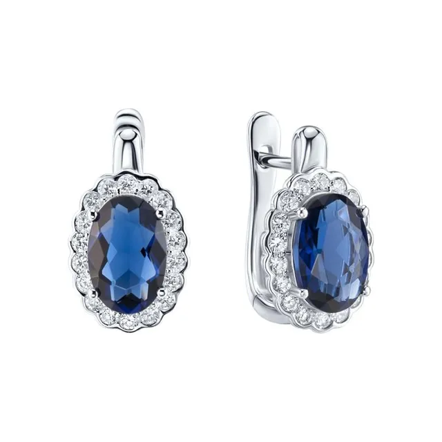 Sokolov Ohrringe 925 Silber Zirkonia blaue Kristalle