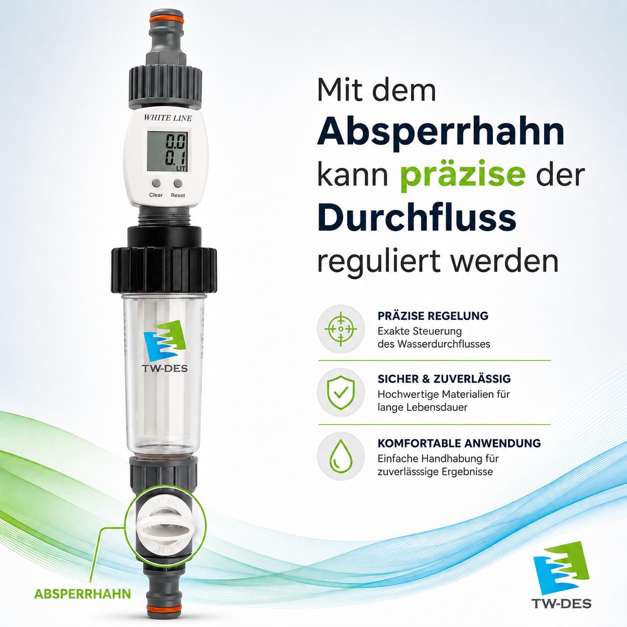 TW-DES Complete Befüllfilter Set Tankbefüllung mit Wasseruhr