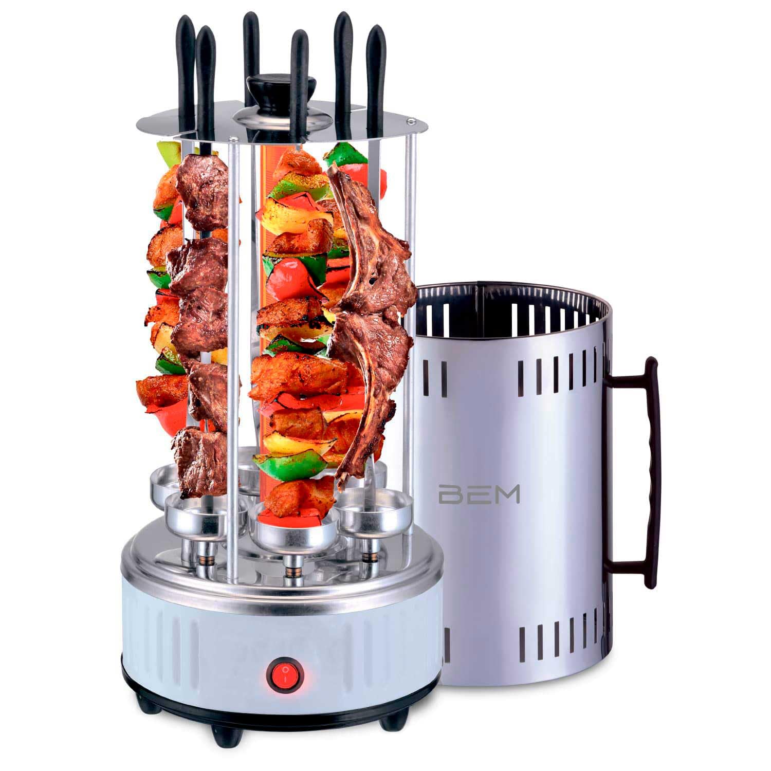 BEM Neo Tischgrill Vertikalgrill Edelstahl 1000W 12 Spieße
