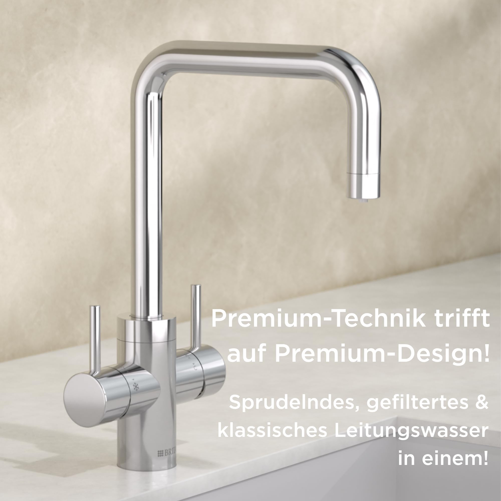 BRITA YOURCE pro select Küchenarmatur eckig Chrom CO2 Set
