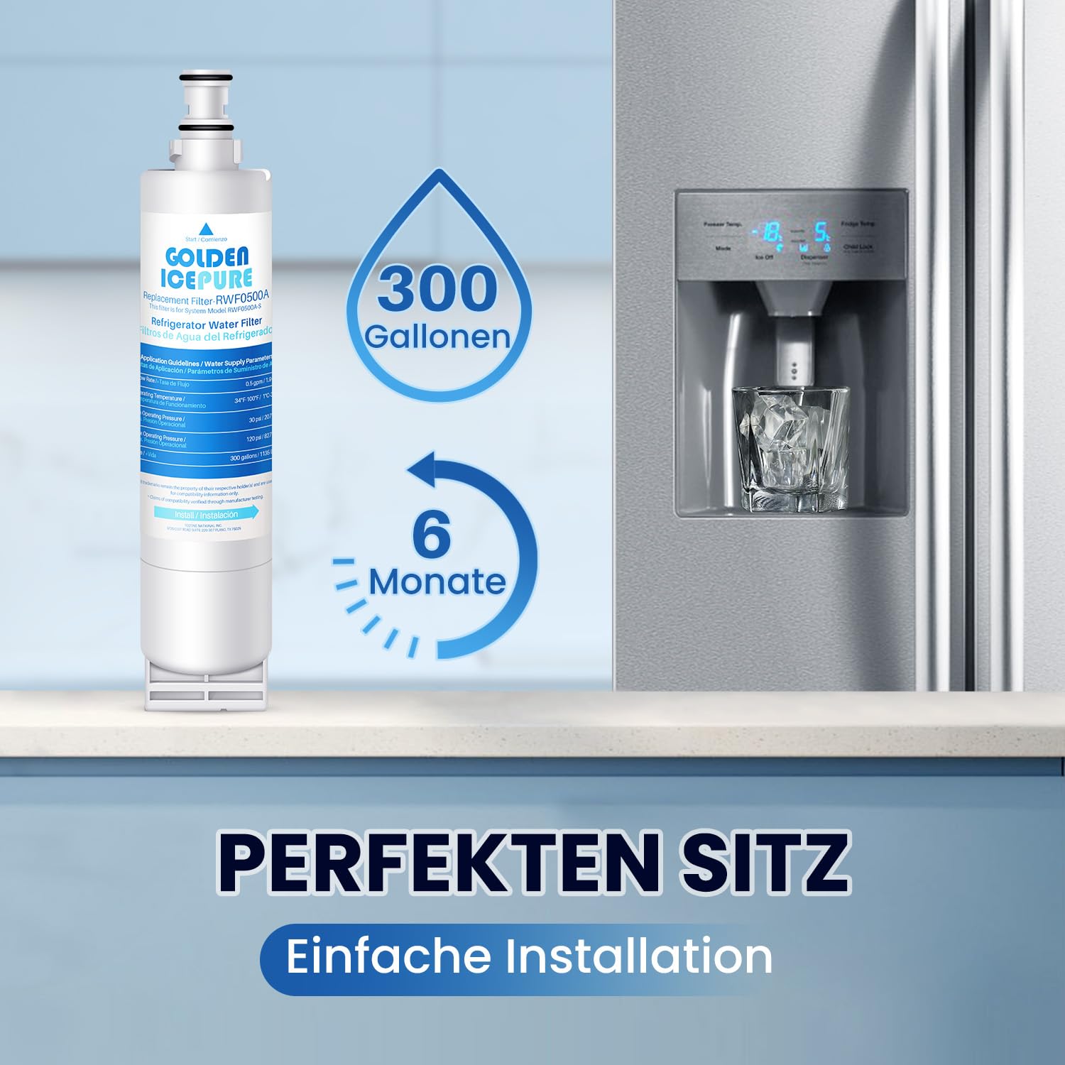 Golden IcePure Kühlschrank-Wasserfilter 4396508 2er Pack