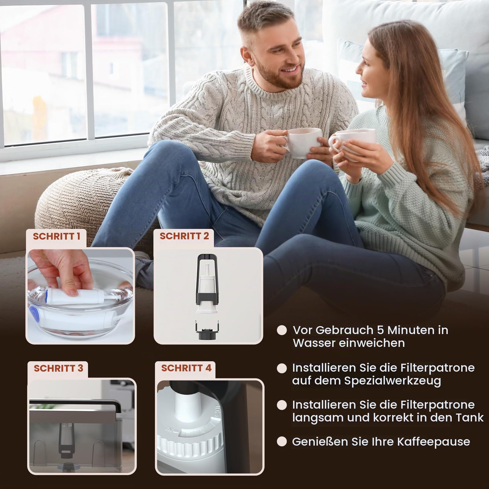 Golden IcePure Kaffee-Wasserfilter Sage Barista 4 Stück Kalkschutz
