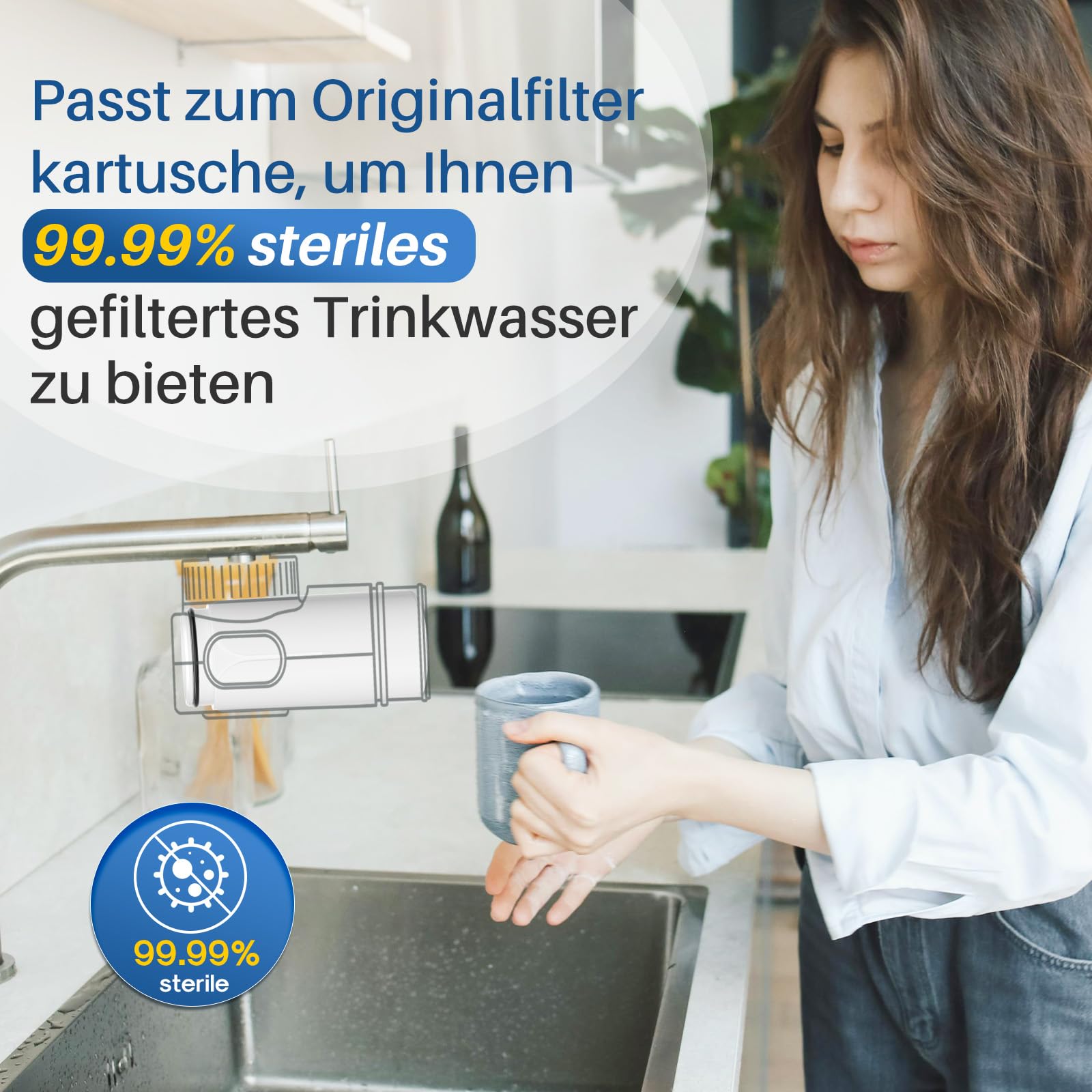 Golden IcePure SL004 Wasserhahnfilter Philips 4er Pack Chlor