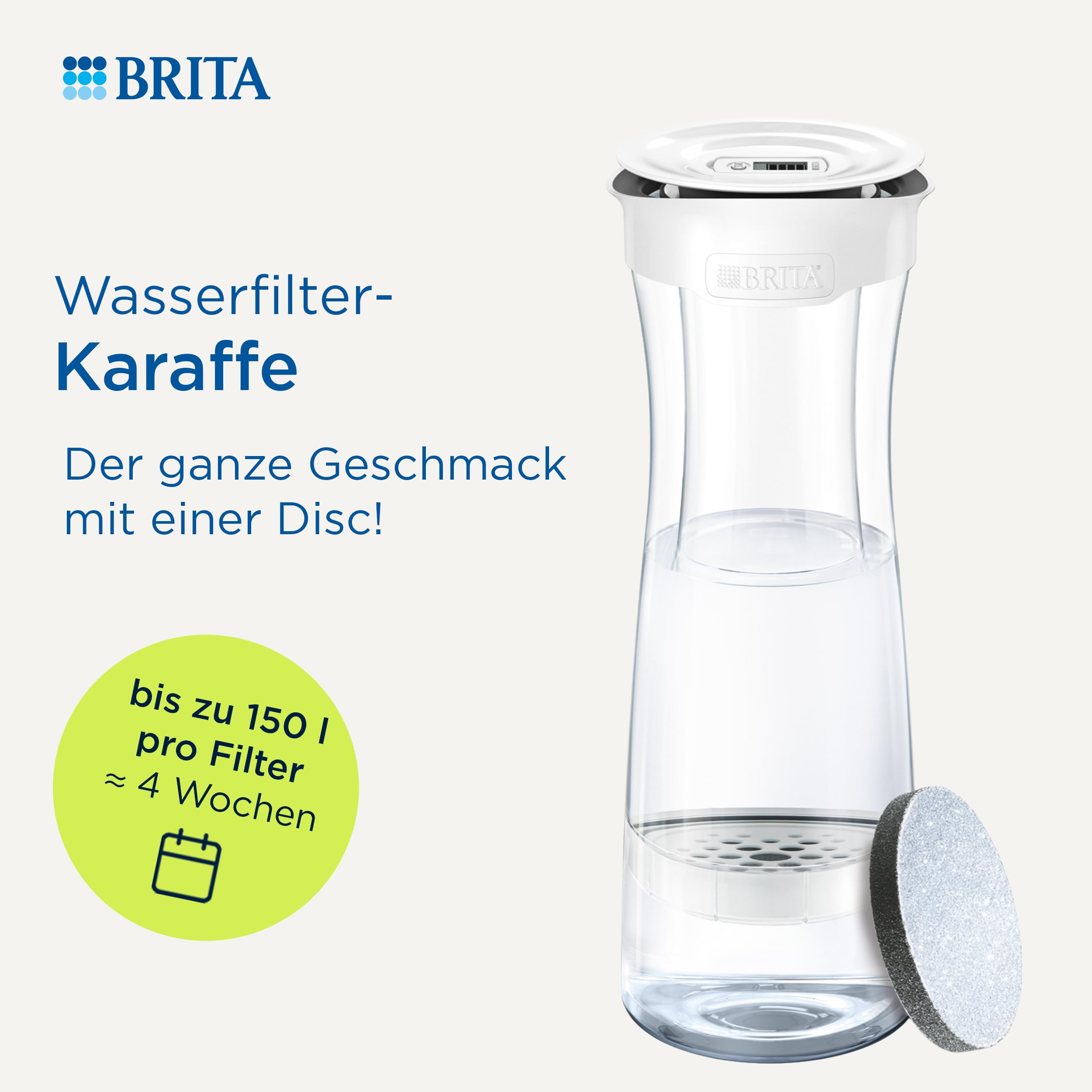 BRITA MicroDisc Filterkaraffe Weiß 1,3 Liter Chlor PFAS