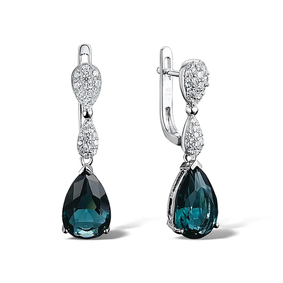 Sokolov Ohrhänger 925 Silber Zirkonia blaue Kristalle