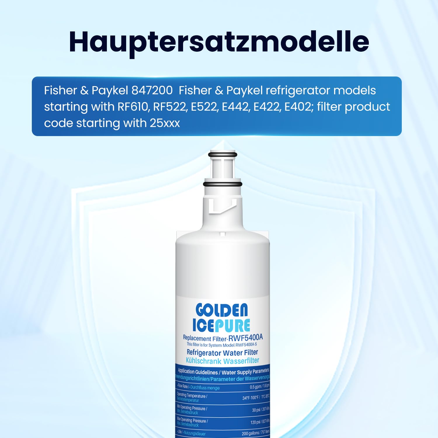 Golden IcePure RWF5400A Kühlschrankfilter 3er Pack Chlor-Schutz