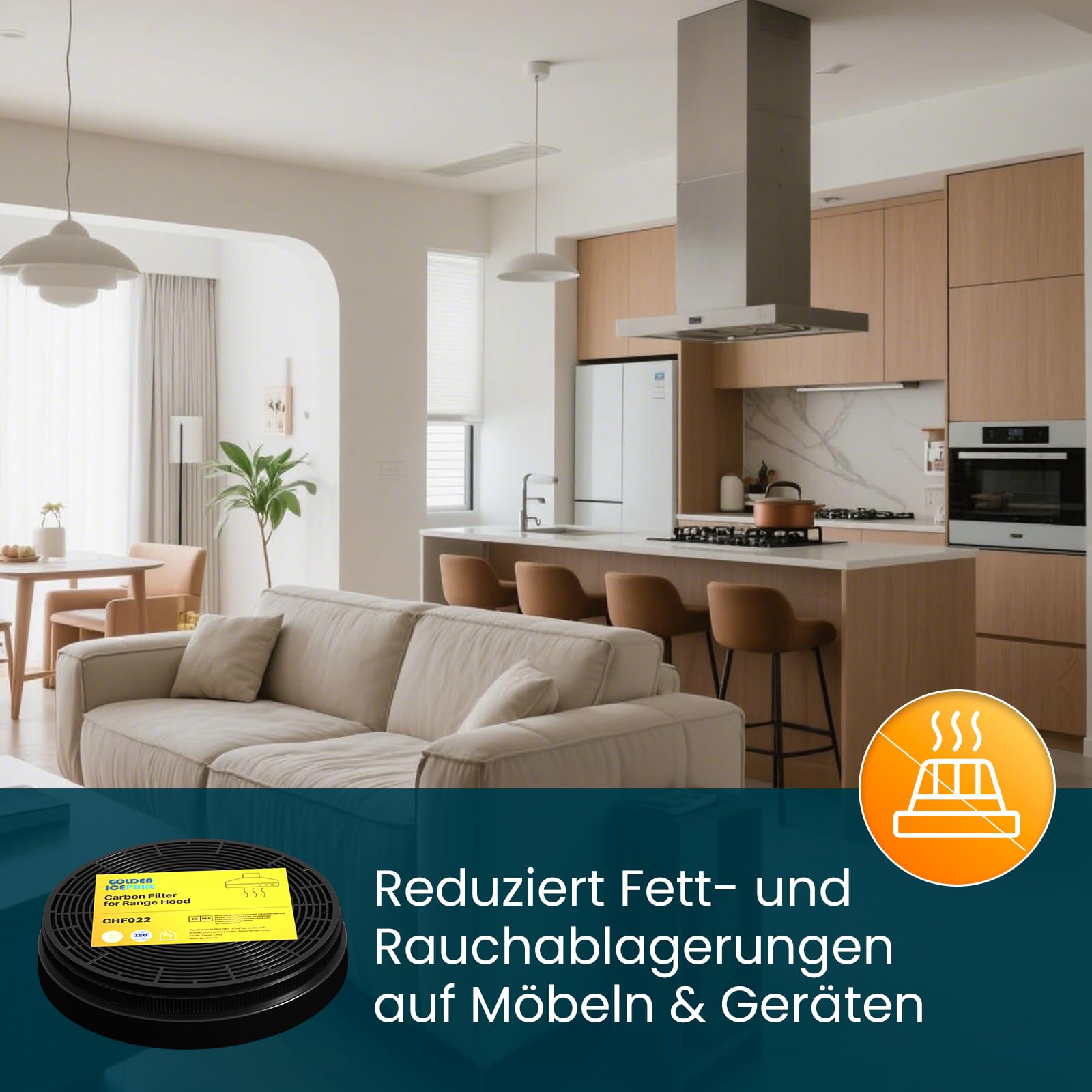 Golden IcePure Aktivkohlefilter Dunstabzug 2 Stück 17,5 cm