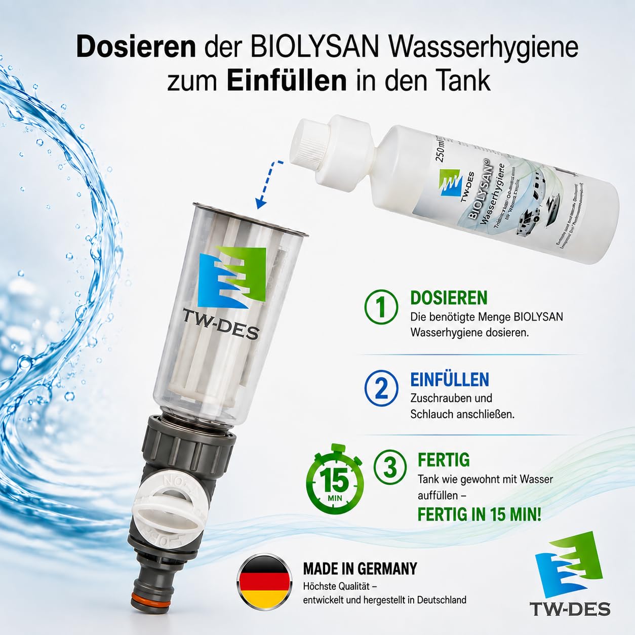 TW-DES Hygieneset Saison Wasserhygiene Tankreiniger 1000L