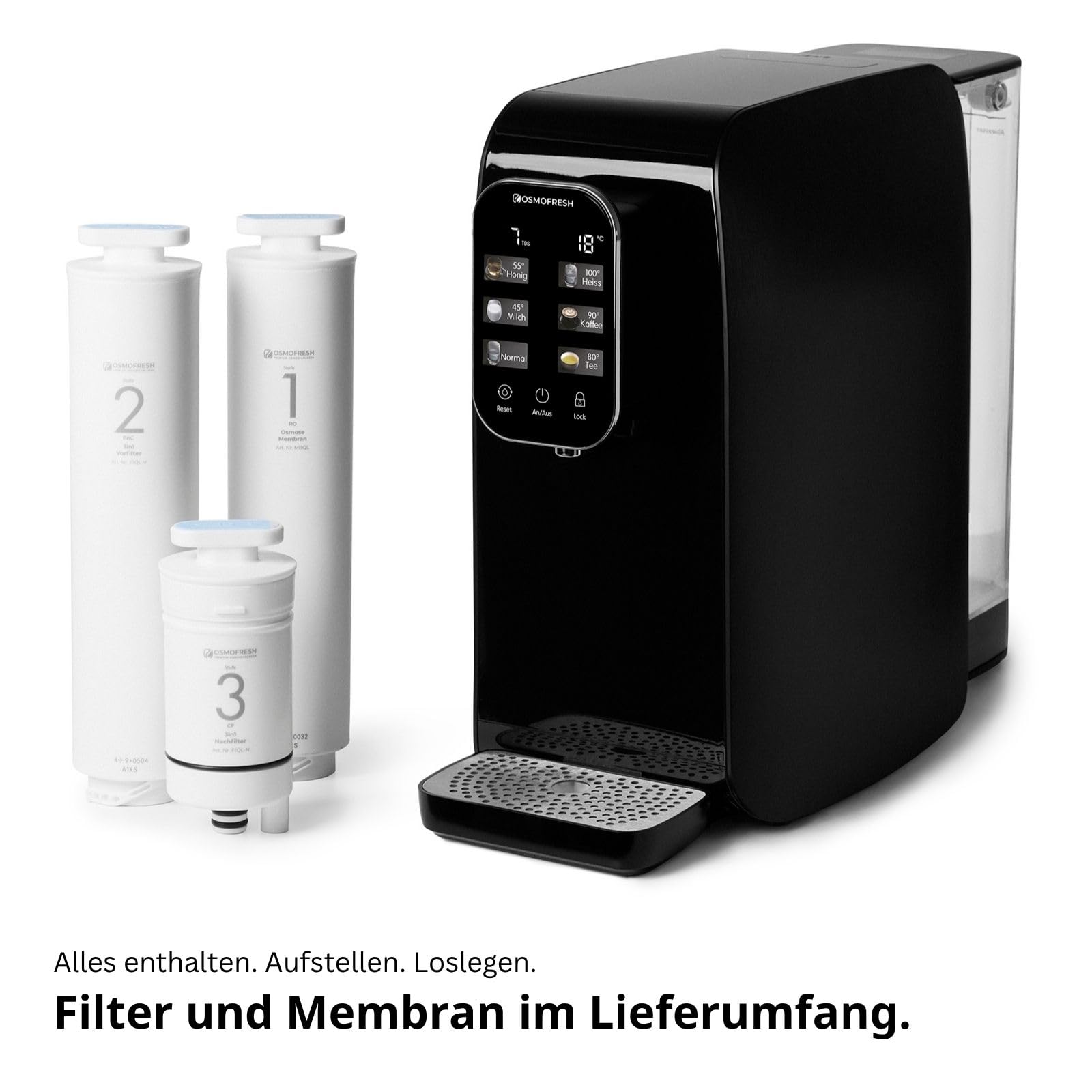 OsmoFresh Quella Life Osmoseanlage Black Heißwasser 6 Stufen