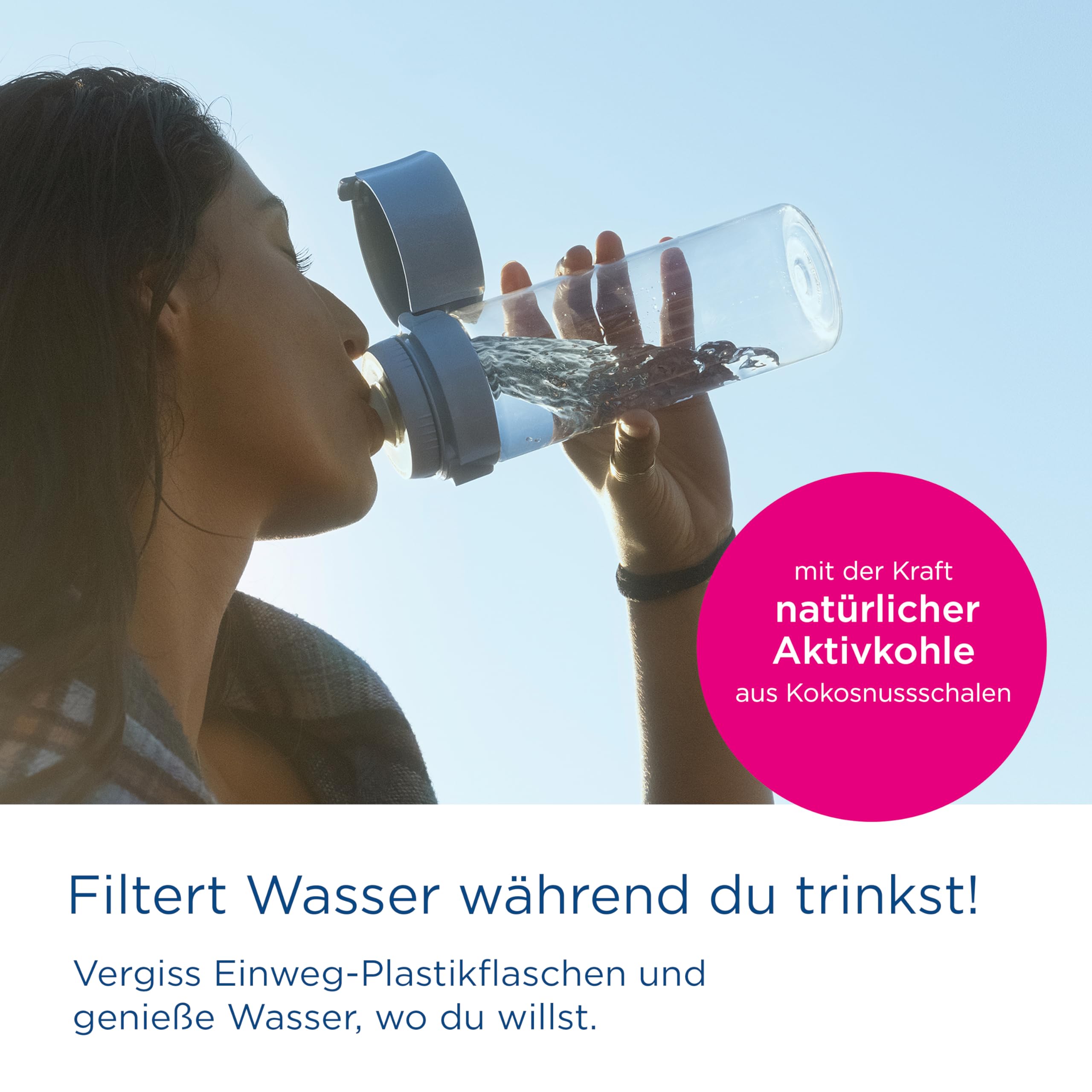 BRITA MicroDisc Vital Wasserflasche 600ml 2x Filter Chlor