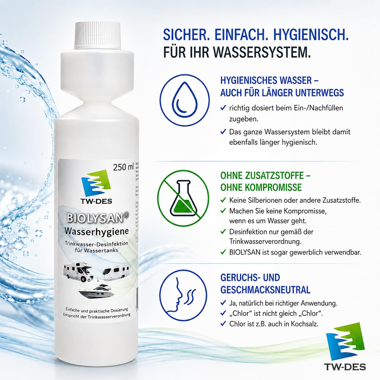 TW-DES Comfort Befüllfilter Wasseruhr Wohnmobil Hygiene