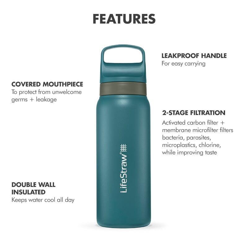 LifeStraw Go Series Edelstahl-Filterflasche 24 oz Tundra