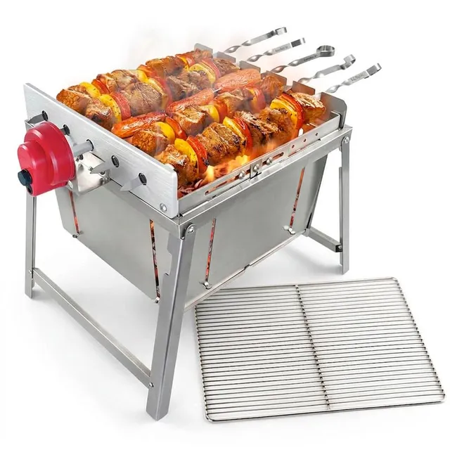 BEM Rambo ToGo Schaschlikgrill Edelstahl mit Motor Set