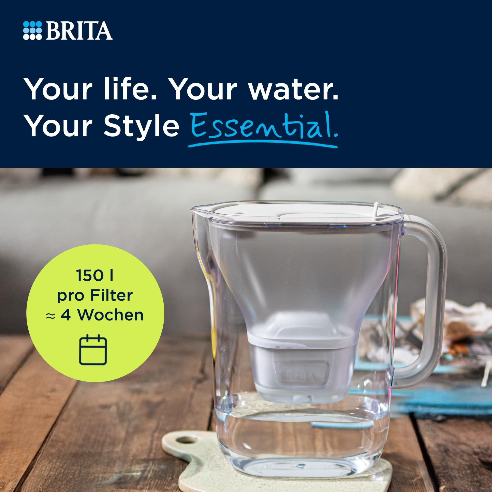 BRITA Tischwasserfilter Style Essential Kanne 6x Filter Chlor