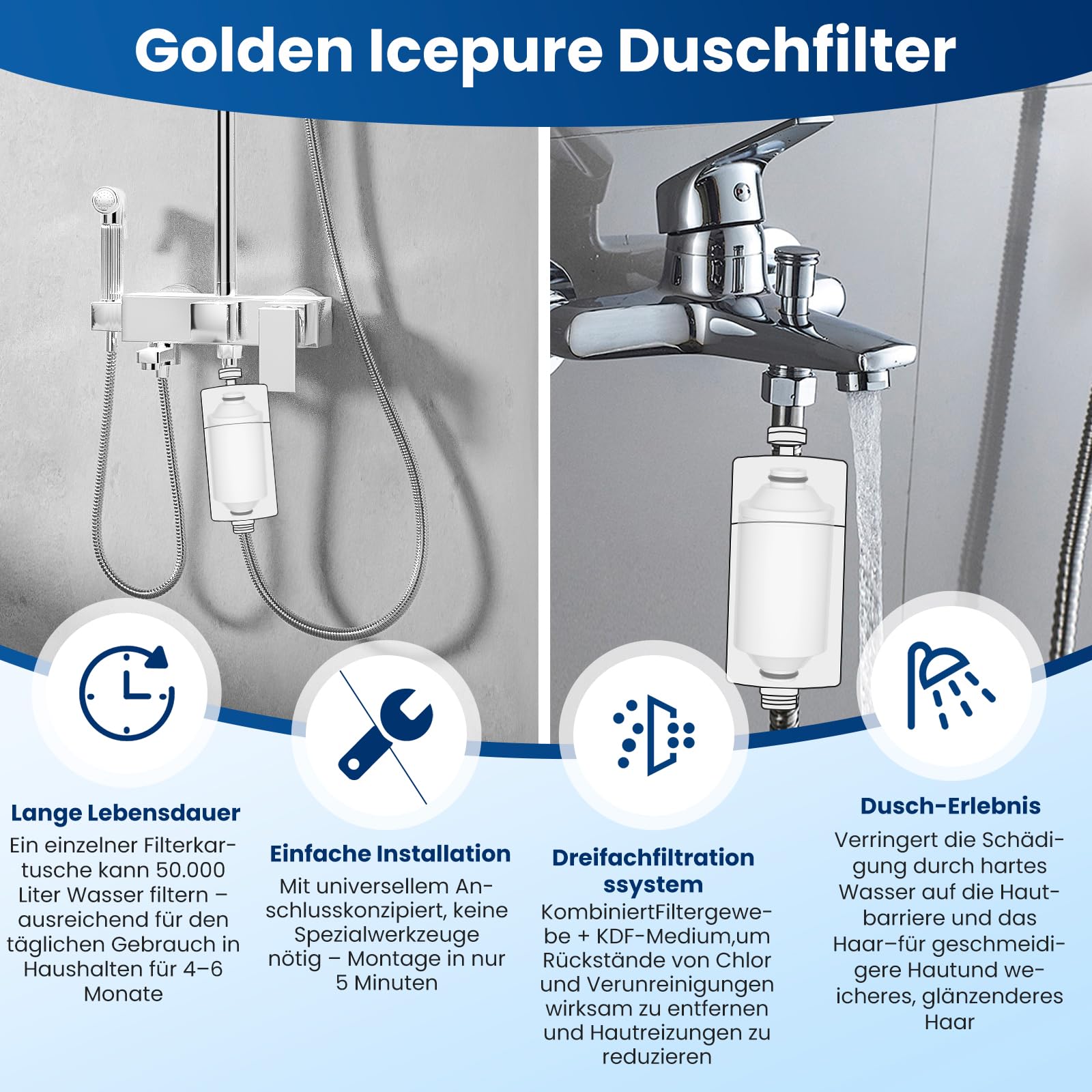 Golden IcePure Duschfilter Patrone Philips AWP175 2er Pack