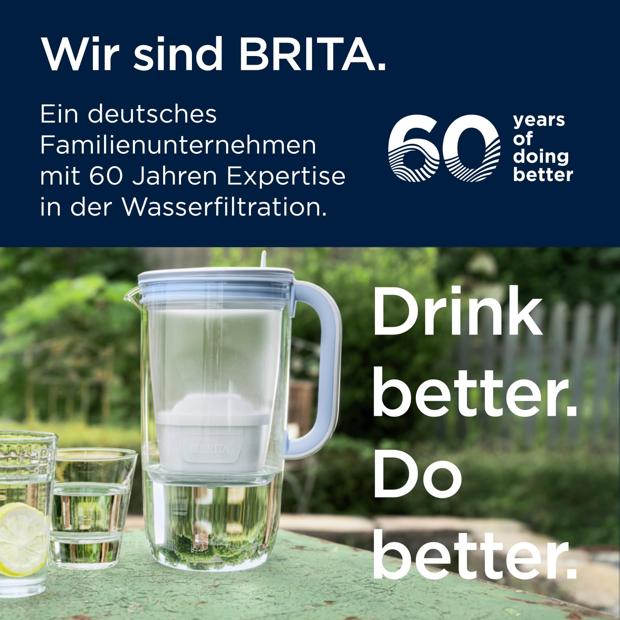 BRITA Glas Filterkanne Blau 3er Pack Borosilikat Kalk
