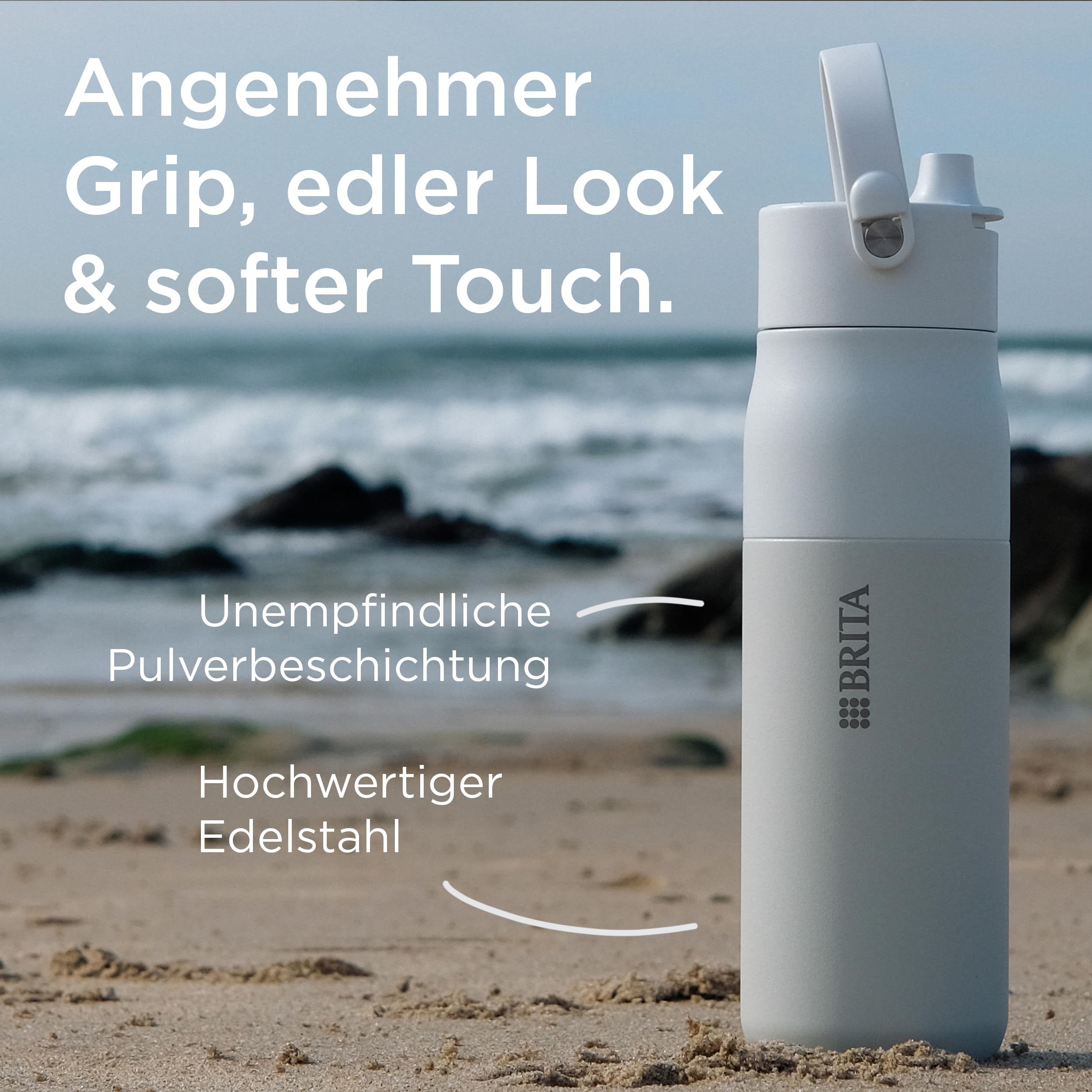 BRITA LARQ Essential Trinkflasche 1L Weiß Edelstahl