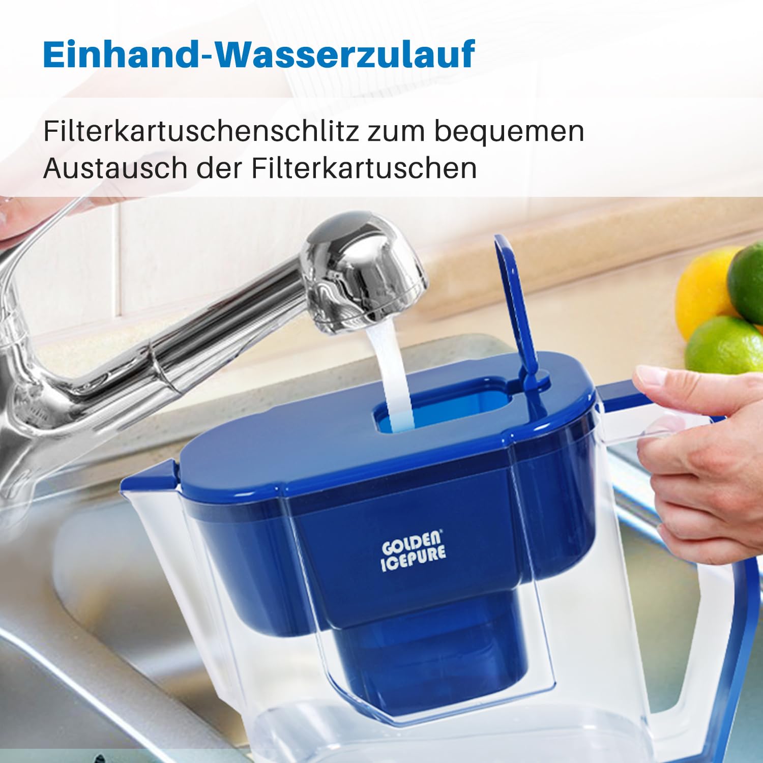 Golden IcePure Wasserfilter-Kanne 4,4 l für Brita Kartuschen