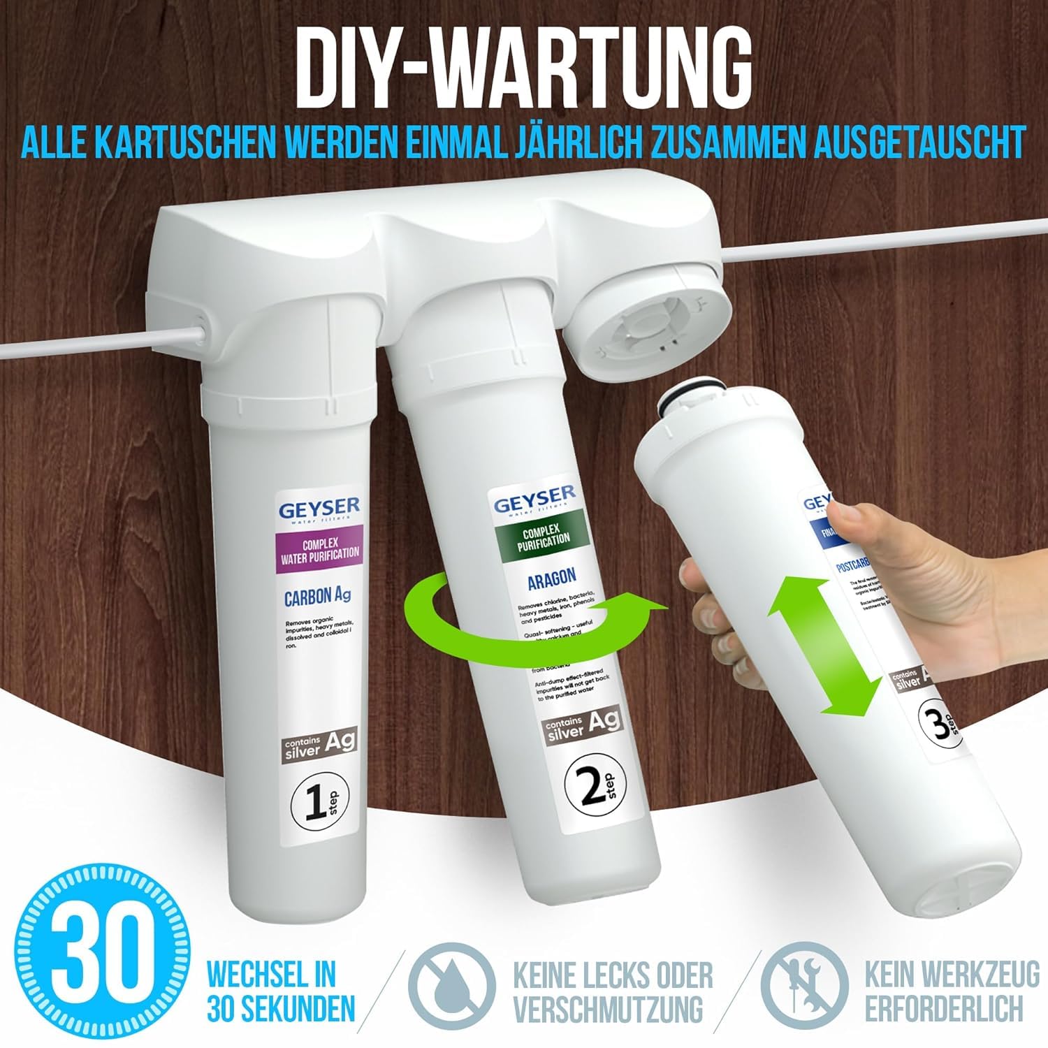 Geyser Smart Ersatzkartuschen-Set 3 Stück Aragon Filter