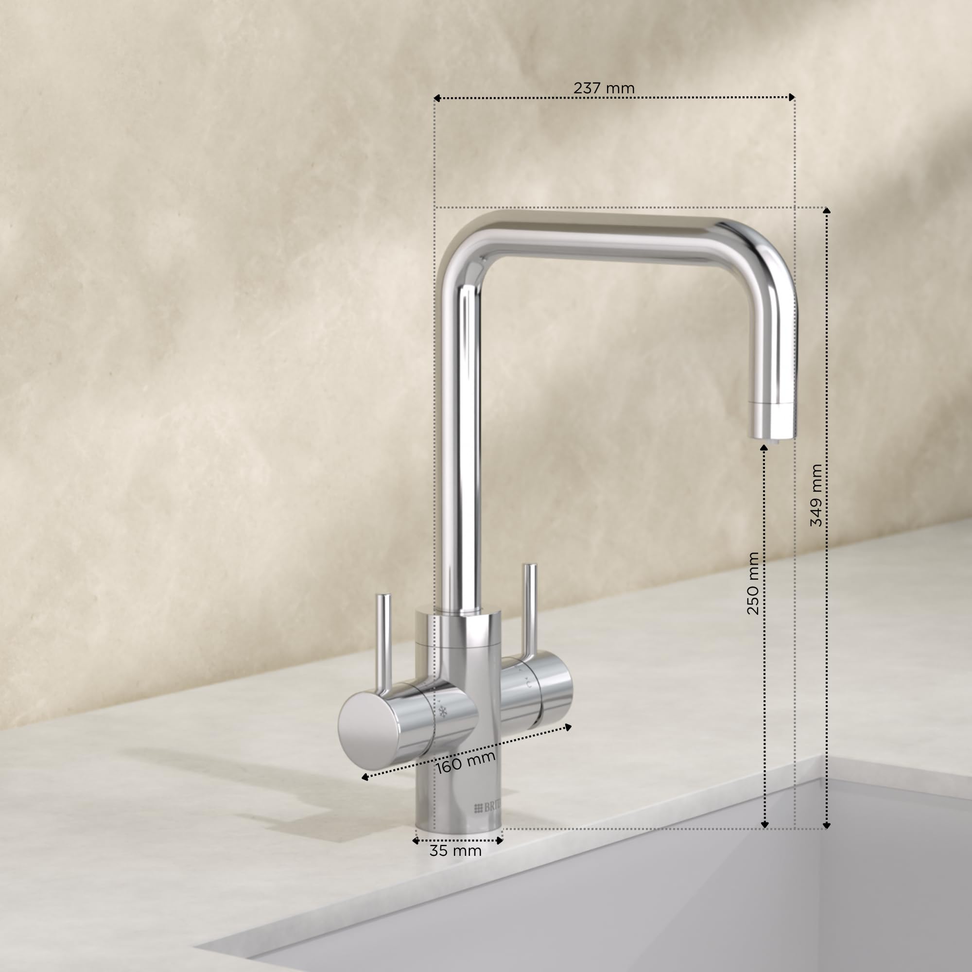 BRITA YOURCE pro select Küchenarmatur eckig Chrom CO2 Set