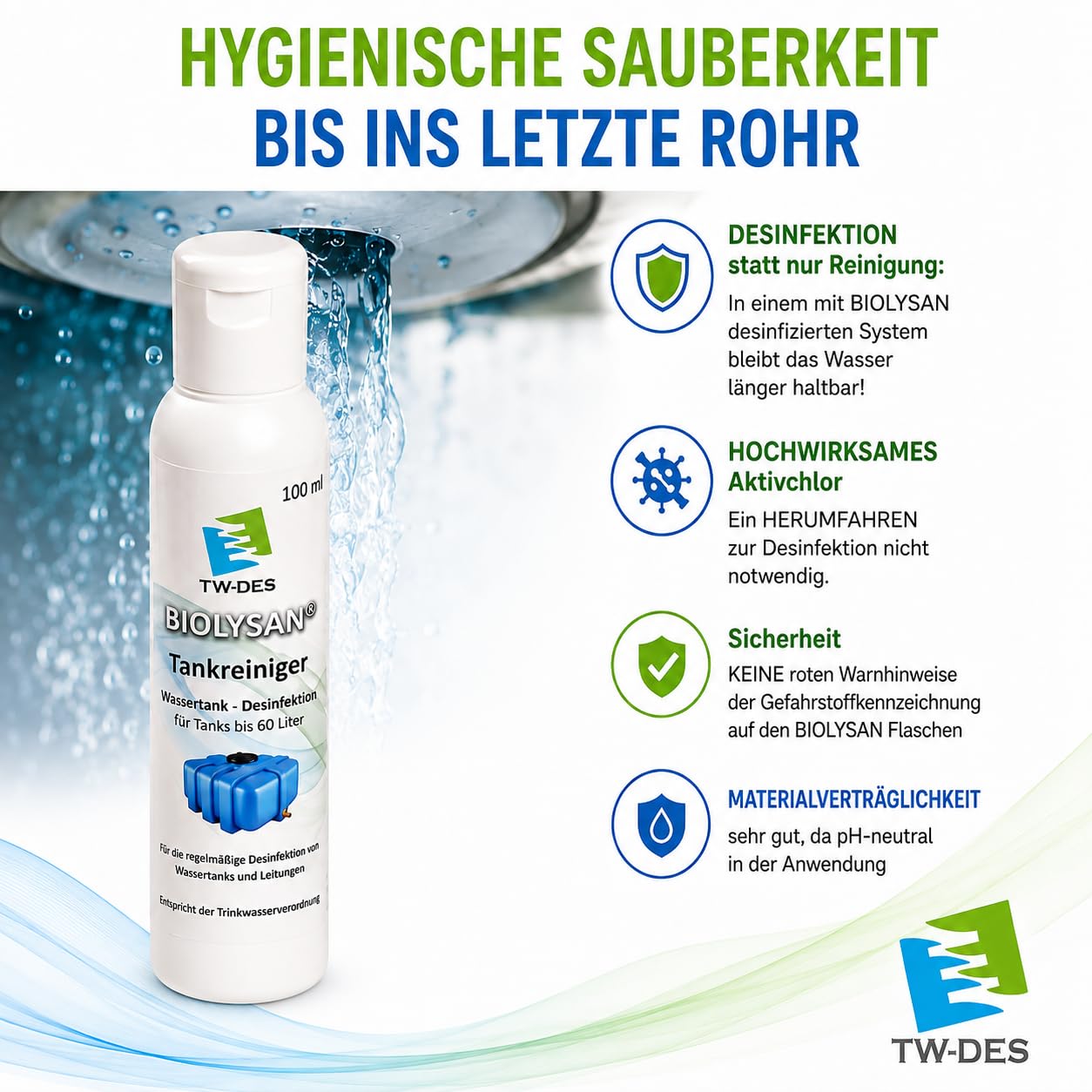 TW-DES Biolysan Tankreiniger 60l Desinfektion Wohnmobil